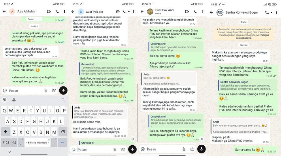 Testimoni Ghina PVC Interior - Toko Plafon PVC di Bogor dan Cianjur